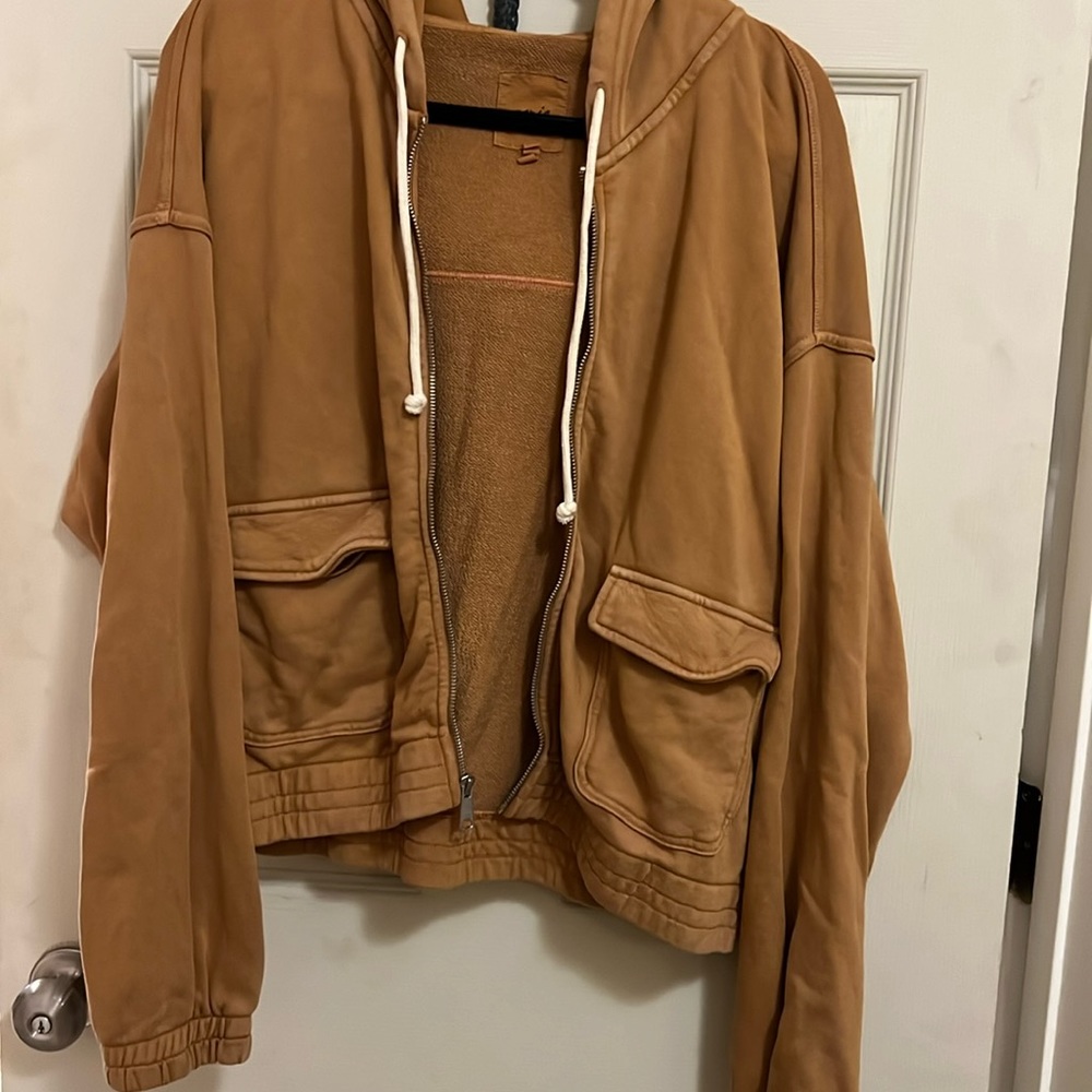 Aerie Cropped caramel hoodie
